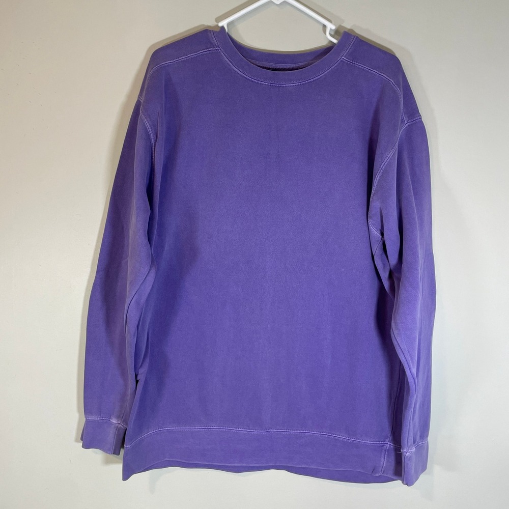 Comfort Colors Purple Garment Dyed Crewneck Sweatshirt Large L Relaxed Fit